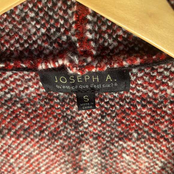 Joseph A Women's Red Combo Plaid Open Front Cardigan Sweater Jacket - Picture 2 of 4